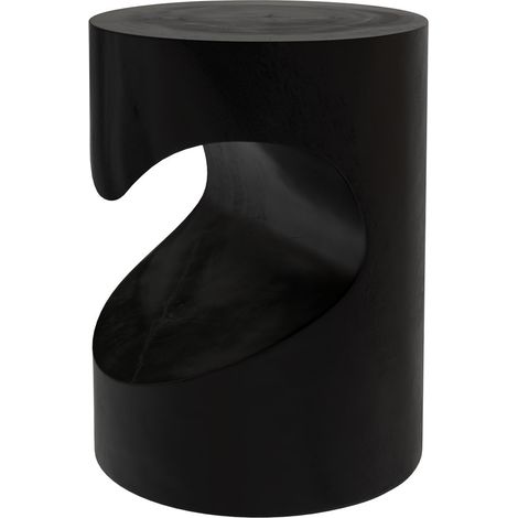 Table d'appoint noire en bois de suar D35 cm - CHOWI