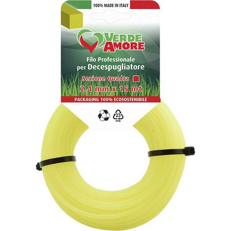 Filo nylon verde, mm 2,4x5 mt, sezione quadrata