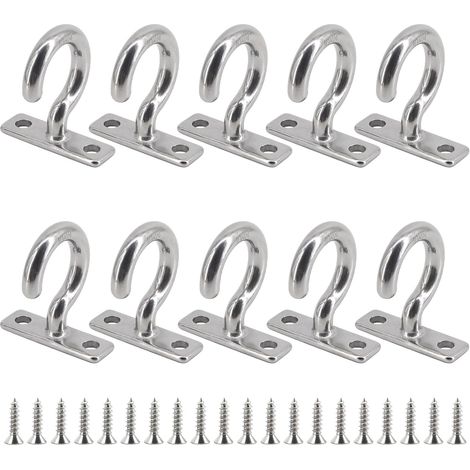 10 crochets plafond, 5 mm, inox 304, avec vis, pour bateau (1/5)