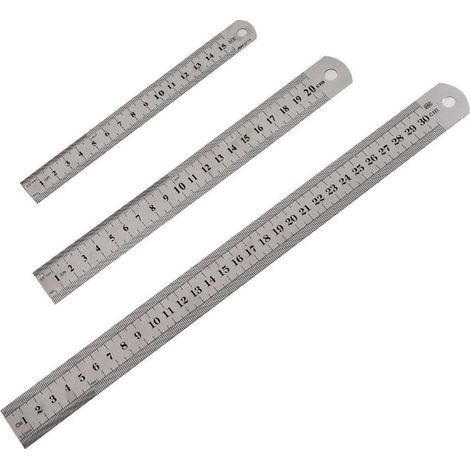 3pcs Règle en Acier Inoxydable 15cm 20cm 30cm avec Double Face,Règle Comprenant Système Métrique et Impérial Pour Dessiner des Mesures (1/5)