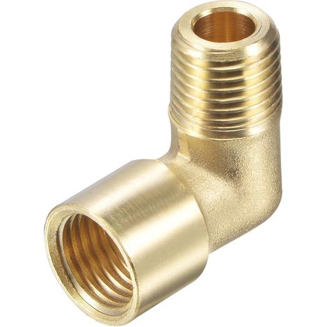 Brass Pipe Fitting Elbow 1/4 NPT Male to 1/4 NPT Female Thread Hose Connector Adapter (1/5)