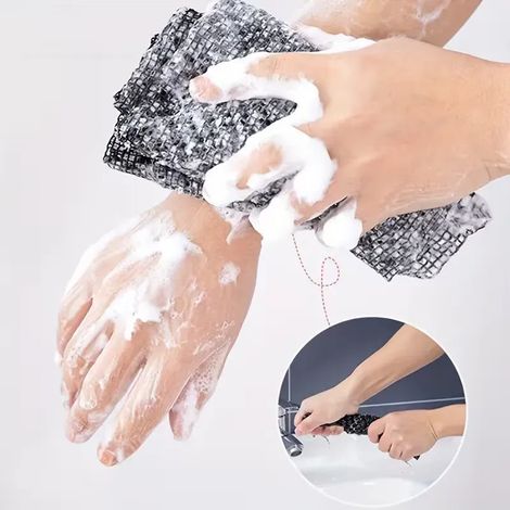 Lot de 2 serviettes de bain exfoliantes de style japonais, gommage pour le dos et éponge de bain[NX] (1/5)