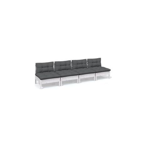 Canapé 4 places de jardin avec coussins anthracite Bois de pin (1/5)