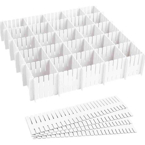 16 Pcs (37cm) Séparateurs de Tiroir, Organisateur de Tiroir Réglables, Grille Diviseur de tiroir en Plastique pour sous Vêtements, Chaussettes, Maquillage, Fournitures de Bureau, bain, cuisine etc (1/5)
