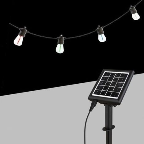 TrAdE Shop Traesio - Catena Luminosa Con Pannello Solare Led Rgbw 10mt Con 10 Lampadine Giardino So-st-rgbw - (1/2)