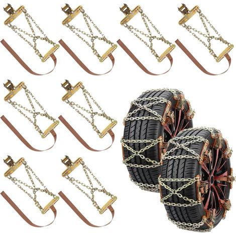 Snow Tire Chains, Universal Car Emergency Anti Slip Snow Chains, 8 Pack Winter Security Tire Chains Tire Width 175-265mm(6.9-10.4 inch) for Most Cars/SUV/Trucks (1/5)