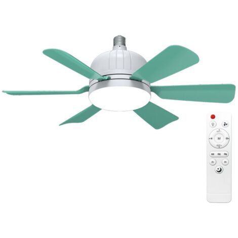 Lumière à la lame de ventilateur amovible silencieuse six 3000k-6500k Température de couleur réglable avec télécommande pour chambre à coucher,VERT (1/4)