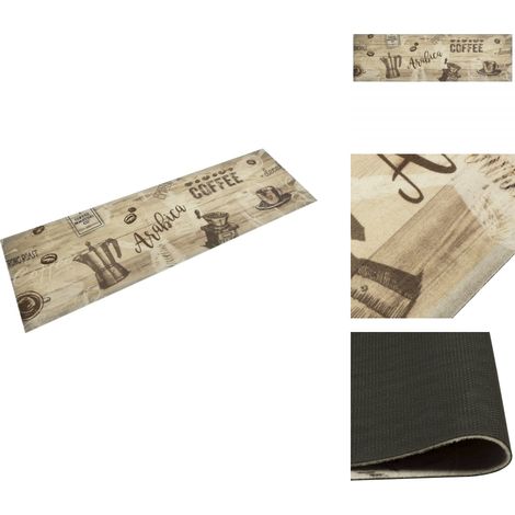 Tapis de cuisine lavable imprimé café marron 45x150 cm velours - Tapis De Cuisine - Tapis Absorbant - Tapis Décoratif - Tapis Salle De Bain - Tapis Entrée (1/5)