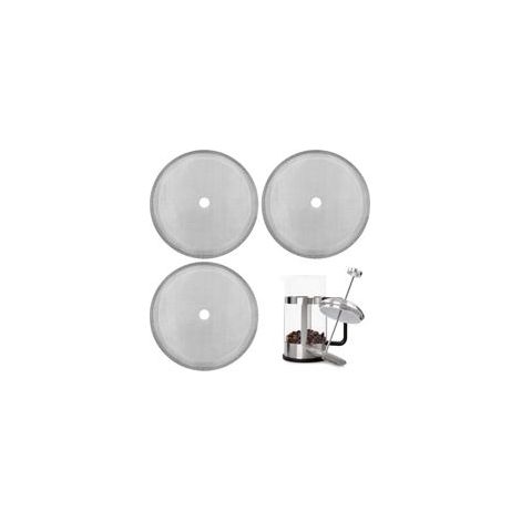 Paquet de 3 filtres à tamis de rechange pour presse française, filtres à mailles réutilisables en acier inoxydable pour cafetières à pression françaises universs de 1000 ml / 34 oz / 8 tasses