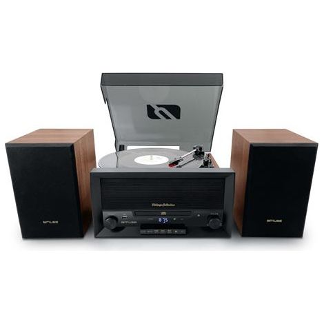 Micro Système CD avec platine vinyle sans fil Bluetooth Muse MT-120 MB Noir et marron