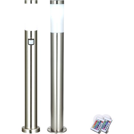 Set di 2 lampade LED da esterno a LED in acciaio inox Sensore di telecomando per illuminazione da giardino. Illuminazione dimmerabile (1/5)