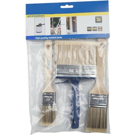 TrAdE Shop Traesio - Set 3 Pennelli Pittura Pittore Per Verniciare Con Manico Legno 30-35-50 Mm -