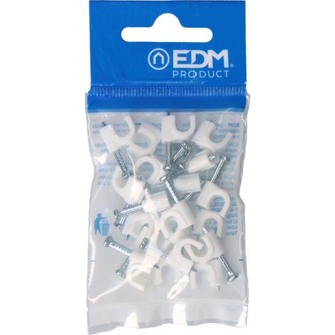 Grapa blanca cable manguera tubular 2x1mm n°6 (blister 20 unid.) edm