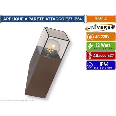 UNIVERSO B250-C APPLIQUE LAMPADA DA PARETE OBLIQUA CON PORTALAMPADA E27 DA ESTERNO IP44 ROSSO RUGGINE (1/2)