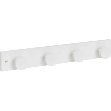 Patère - JUANIO - 4 crochets - Pin - Blanc - 40 x 5,5 cm (1/2)
