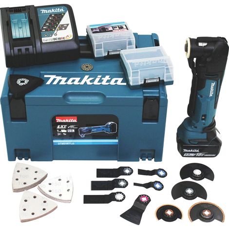 Makita – Outil multifonction sans fil 18V – 1 batterie 5,0Ah – Chargeur rapide – 45 accessoires – Pour travaux de précision et coupes nettes (1/10)