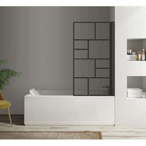 Polysan Parana - Pneumatische Badewannenabtrennung 80 cm, mattschwarz/ Klarglas 30346B