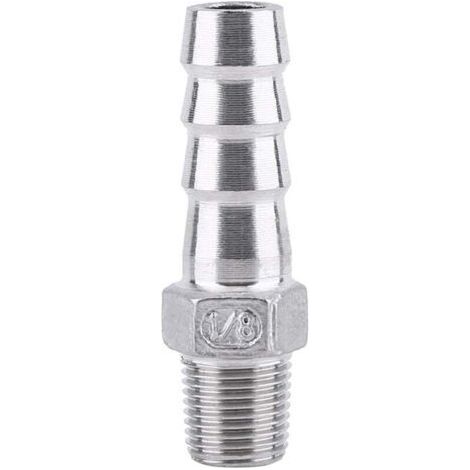 Schlauchanschluss aus Edelstahl mit Widerhaken und Außengewinde (1/8" x 10 mm) (1/4)