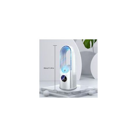 Ventilateur sans pales 6 vitesses – Refroidisseur d'air portable silencieux – Humidificateur avec lumière LED 7 couleurs – Pour bureau et camping (1/5)