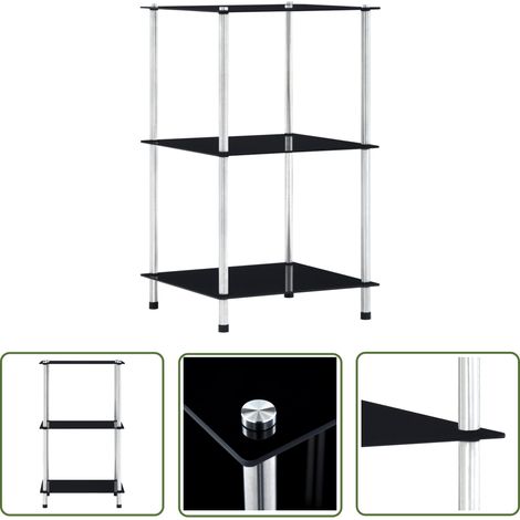The Living Store Étagère 3 niveaux Noir 40x40x67 cm Verre trempé - Bibliothèque Design - Étagère Moderne - Meuble Rangement - Bibliothèque Vitrée - Étagère Verre Trempé (1/5)