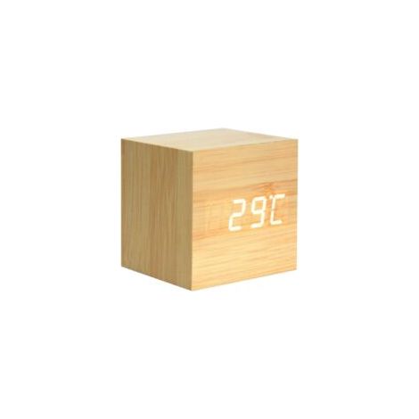 Sveglia in legno - Mini orologio digitale con 3 livelli di luminosità e controllo vocale, perfetto per i viaggi in famiglia - Crezuo