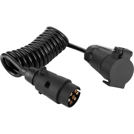 2m Ressort Cble Cordon 7Pin Remorque Plug Socket Adaptateur Cblage Connecteur pour Caravane (1/5)