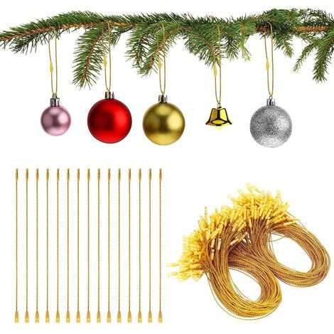 (Or)Lot de 200 Crochets pour Boules de Noël, Crochet de Corde de Décoration de Sapin de Noël avec Serrure, Crochet de Décoration de Noël pour Accrocher des décor de Sapin de Noël (1/5)