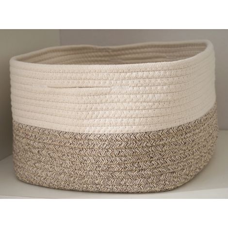Lot de 3 paniers en corde de coton pour étagère Panier décoratif pour placard Paniers de rangement de salle de bain (boulettes de riz blanc)
352820cm (1/5)