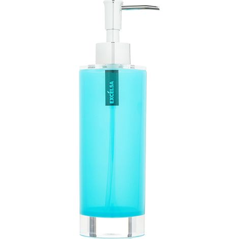 Excelsa Linea Bagno Dispenser Sapone, Azzurro, 6.5 x 6.5 x 22 cm (1/4)