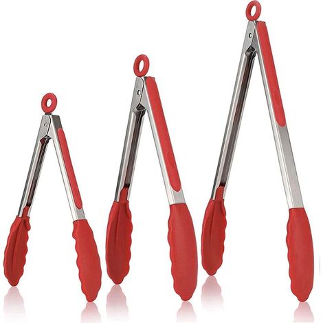 Pince De Cuisine - Acier Inoxydable Et Silicone Alimentaire - Pour Barbecue Salade Buffet - 7 9 12 Pouces - Lot De 3 (1/5)