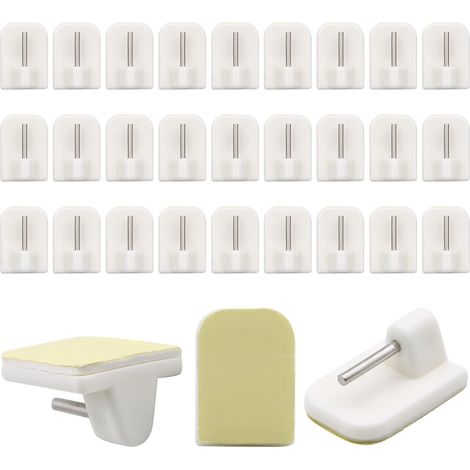 50Pcs Crochets Rideau, Support Tringle Rideaux sans Percage, Accroches Rideau Adhesif, Crochets Autocollant, Crochets Tringle Rideau, pour Les Rideau sans Percer, Tringle Rideau, Cuisine, Bain