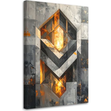 Tableau Moderne, Abstraction 3D gris industriel,20x30 (1/4)