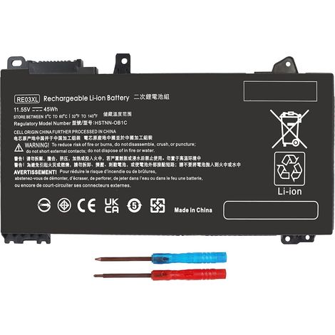 RE03XL RF03XL-Remplacement Batterie pour HP ProBook 430 440 450 445 455 445R 455R G6, 430 440 445 450 455 G7, REO3XL RE03045XL-PL,L32407-AC1 L32407-2B1 L32407-2C1,HSTNN-OB1C HSTNN-DB9A