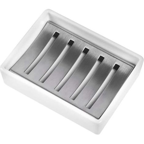 Boîte à Savon,Porte-Savon en céramique SUS304 en Acier Inoxydable Double Couche Porte Savon Douche Drainante Savon Boîte pour Salle (1/4)