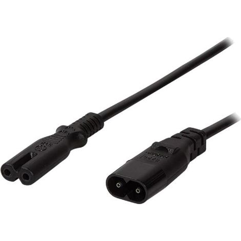 Cable- IEC C7 femelle.IEC C8 male- 2m- Prises- 1- noir