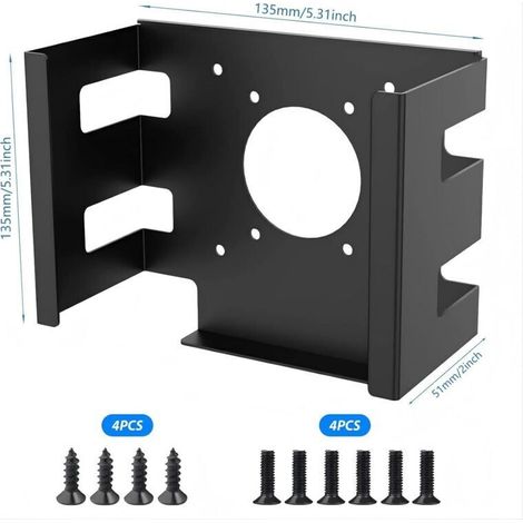 Support VESA en Acier au Carbone pour Mac-Mini M4 – Support Mural en Métal, Support de Montage VESA sous Bureau / Mural / Derrière Le Moniteur (Noir) (1/4)