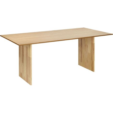 Table à Manger de Cuisine Rectangulaire Pieds Bois d'Hévéa 180 x 90 cm Bois de Frêne Naturel Moora (1/5)