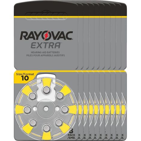 80x Rayovac HA10 PR70 Hörgeräte Batterien Extra Advanced (10x 8 Blister)