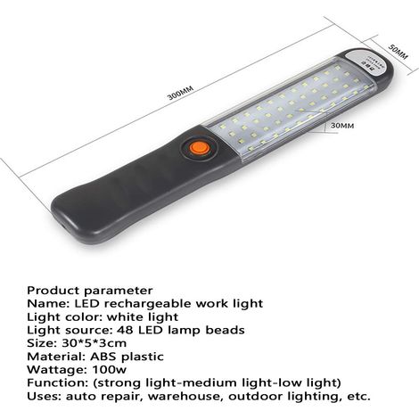 Lampada da lavoro a LED COB, ricaricabile tramite USB con 3 modalità magnetiche per riparazioni automobilistiche, emergenze domestiche, regali per uomo (1/4)