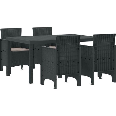 Garten Essgruppe 5 pcs Anthrazit Polt Rattan (1/5)