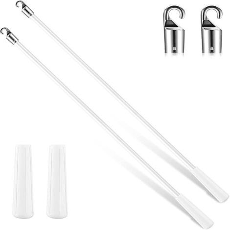 Lot de 2 baguettes aveugles de 43,2 cm, pièces de rechange pour stores verticaux avec crochet et poignée, pour accessoire d'ouverture de stores de porte de rideau de fenêtre