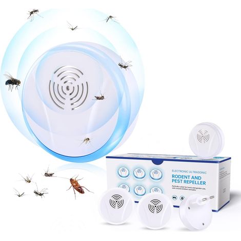 Ultraschall-Mückenschutz, Mückenschutz-Packung 4, Mückenschutz für den Innenbereich für Nagetiere, Mäuse, Mücken, Kakerlaken, Spinnenfliegen (1/4)