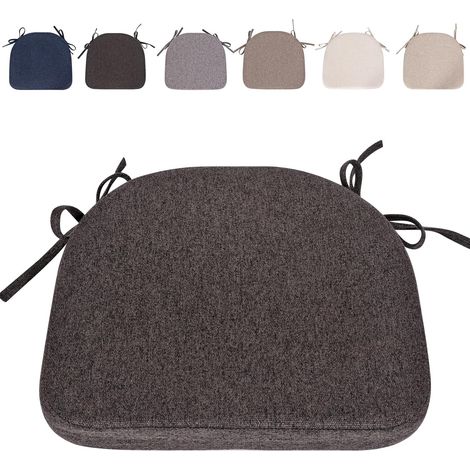 Lot de Coussins de Chaise avec Rubans (43 x 41 cm) Antidérapants Demi Cercles Confortables Lavables Antidérapants - Idéal pour la Maison et Le Jardin (Gris foncé-1 pièce)