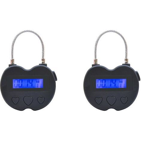 2x Intelligente Zeitschaltuhr-Vorhängeschlösser mit LCD-Bildschirm – USB-wiederaufladbare elektronische Vorhängeschlösser für Reisen oder Aufbewahrung (1/5)