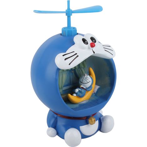 Batterie enthalten. Geschenk zum Kindertag: Doraemon-Nachtlicht aus Kunstharz, Doraemon-Spardose, Geschenk für Schüler, blaues Mond-Design. (1/5)