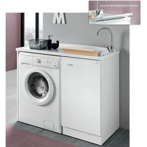 Mobile lavatoio Geromin Prima con porta lavatrice e asse bianco, SINISTRO senza cesto, bianco 7009PRIMAS (1/3)