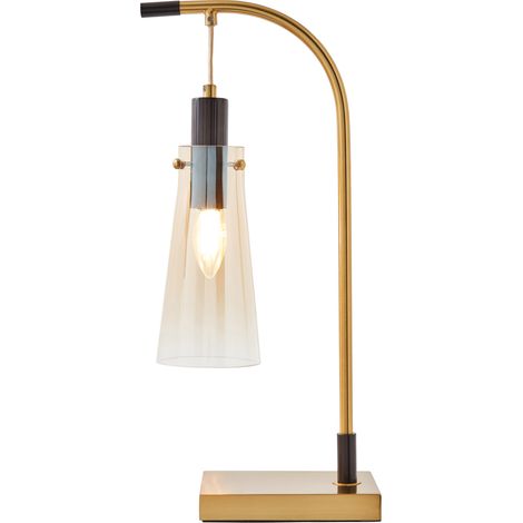 Visconte Atrani Table Lamp With Champagne Tint Glass Shade - Brass, Black