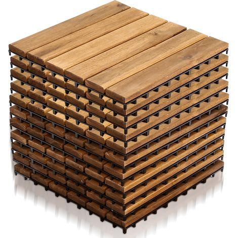Randaco Dalles terrasse Acacia 30x30cm 2m² 22 pièces clips solide facile à poser terrasse extérieure