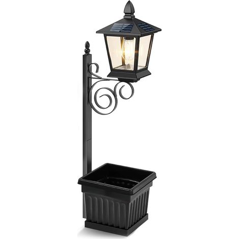 Lampe murale solaire étanche IP54 pour allée avec capteur marche/arrêt automatique, 8 à 10 heures d'éclairage pour porche (fleurs non incluses) (1/5)