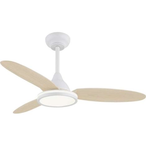Ventilador a techo modelo Mahon, 3 palas acabado blanco/madera, 43cm(alto) 107cm(ancho) 107cm(fondo) . (1/5)